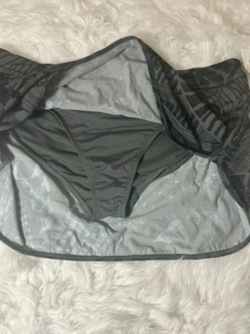 ATHLETA NWT Tidal Swim Skirt Women's XL Back Gray Zipper Pocket Bikini Brief